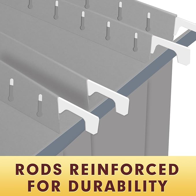 HERKKA Hanging File Folders, 30 Pack Reinforced Letter Size Hanging Folders, Designed for Bulky Files, Filing Cabinet, 1/5-Cut Adjustable Tabs (Gray)
