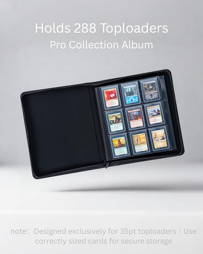 Top loader Binder - Holds 288+ Top Loaders for Cards, 9 Pocket Top Loader Binders with Sleeves for 3" x 4" Rigid Card Holders for Baseball, Football and other standard card(Blue)