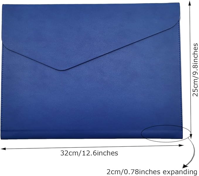 Enyuwlcm PU Leather A4 File Folder Document Holder Waterproof Portfolio Envelope Folder Case with Invisible Magnetic Closure Blue