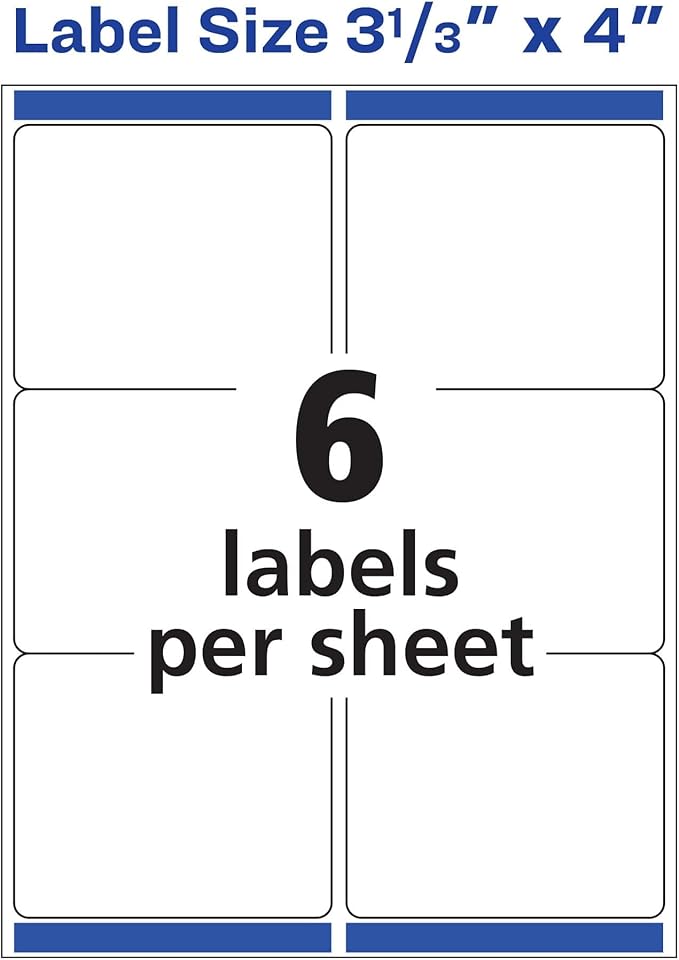 Avery Printable Shipping Labels with Sure Feed,3-1/3" x 4",White,600 Blank Mailing Labels for Laser Printers (5164),(Pack of 5)