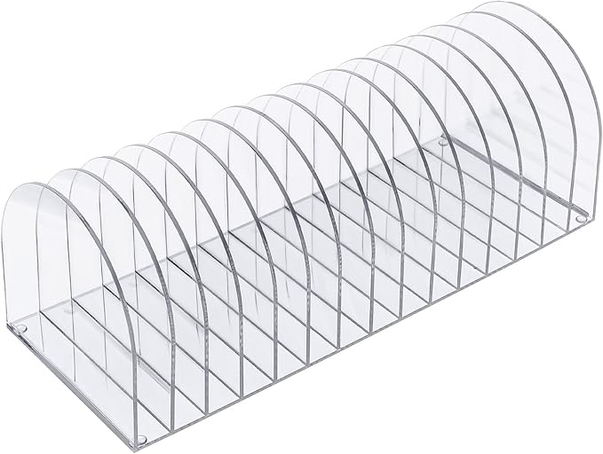 Ctosree Acrylic File Organizer for Desk Vertical 15 Compartments File Sorter Mail Organizer Desktop Countertop Folder Stand Racks for Office Home School Desk(Arch,Clear)