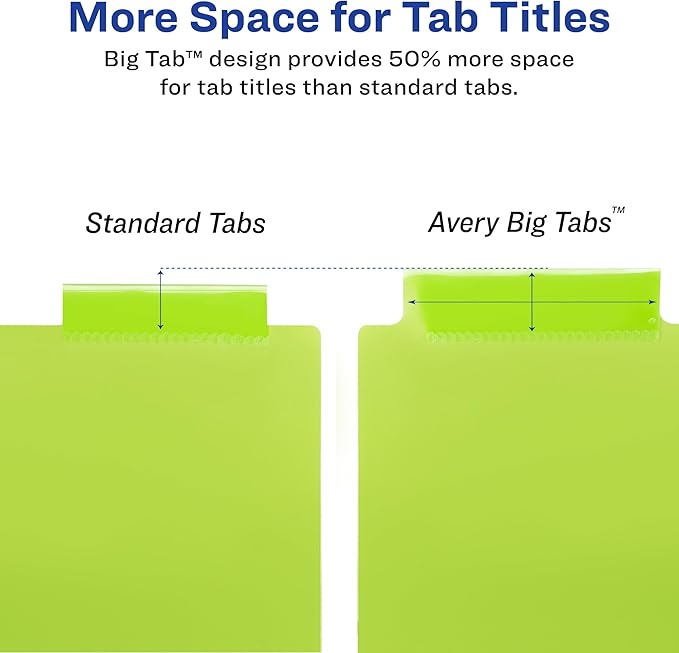 Avery Dividers for 3 Ring Binders, 8-Tab Sets, Two-Pocket Plastic Binder Dividers with Tabs, Multicolor, 1 Set (11907)