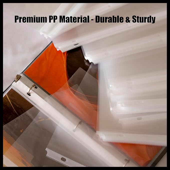 100 Pack Clear Sheet Protectors for 3 Ring Binder, Polypropylene Acid-Free Material, 8.5 x 11 Inch Letter Size, Protector of Your Documents