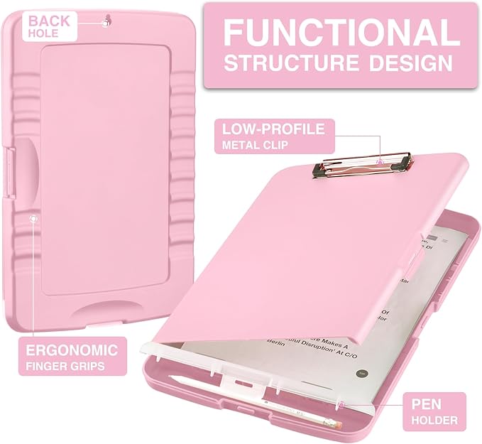 Sooez Clipboards with Storage, High Capacity Clip Boards 8.5x11 with Storage, Heavy Duty Nursing Clipboard Folder, Plastic Clipboard with Pen Holder for Women Teachers Work, School & Office Supplies