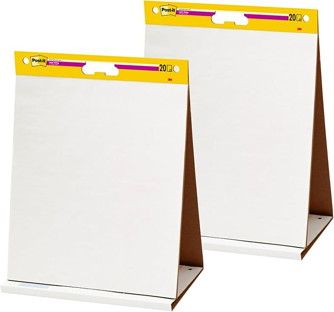 Post-it Super Sticky Portable Tabletop Easel Pad, Great for Virtual Teachers and Students, 20x23 Inches, 20 Sheets,Pad, 2 Pads (563 VAD 2PK)