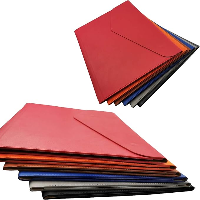 Enyuwlcm PU Leather A4 File Folder Document Holder Waterproof Portfolio Envelope Folder Case with Invisible Magnetic Closure Orange