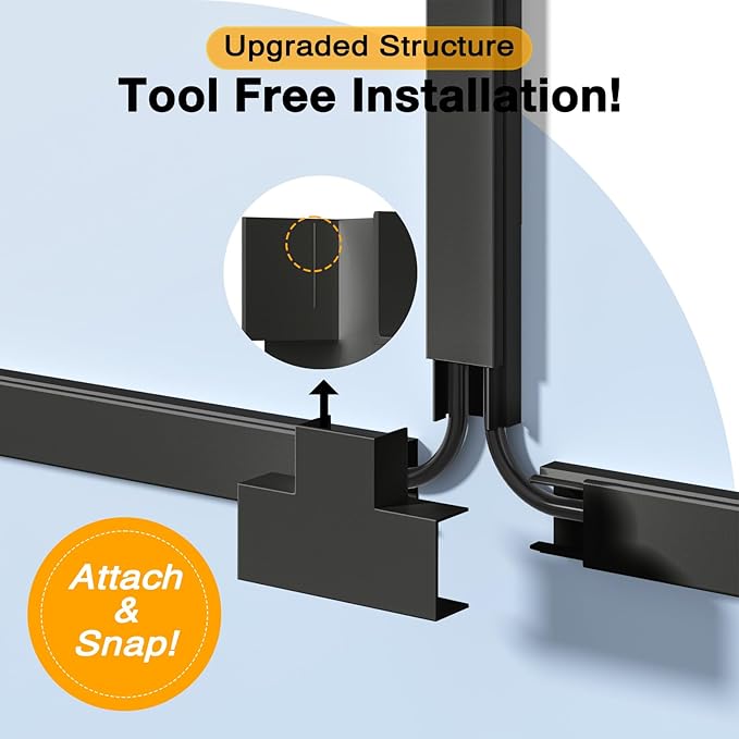 Cable Hider, 157in Delamu Cord Hider Wall for Wall Mounted TV, Wire Hider Kit, Paintable Cable Concealer Raceway Management for Home & Office, 10XL15.7 W0.95 H0.55in, Black