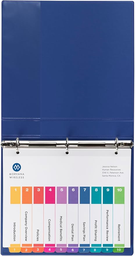 Avery 10 Tab Dividers for 3 Ring Binders, Customizable Table of Contents, Multicolor Tabs, 24 Sets (11169)