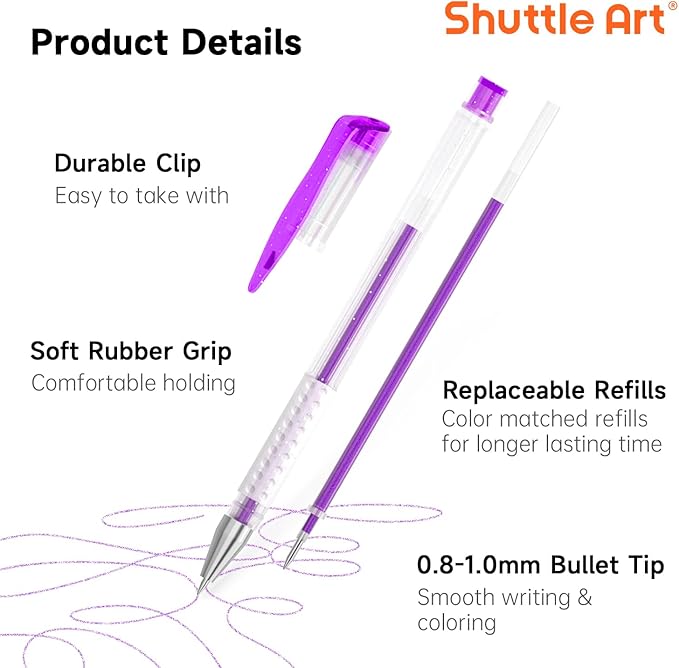 Shuttle Art 260 Pack Gel Pens Set, 130 Colors with 130 Refills for Adults Coloring Books Drawing Crafts Scrapbooking Journaling