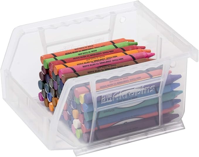 Akro-Mils 30210 AkroBins Plastic Storage Bins, Space-Saving Stackable Bins for Garage, Pantry, Craft Organization, 5-Inch x 4-Inch x 3-Inch, Clear, 6-Pack