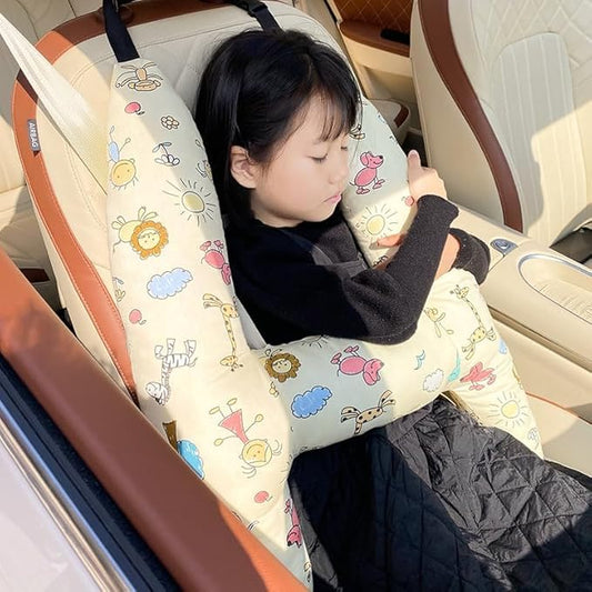 H-Shaped Car Travel Pillow for Kids & Adult-Adjustable Car Seat Pillow, Soft Ergonomic Neck Head Support Sleeping Cushion for Long Distance Travel
