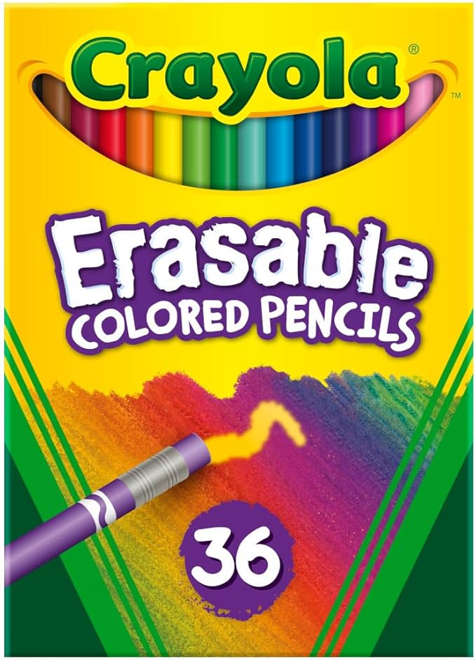 Crayola Erasable Colored Pencils (36ct), Colored Pencils for Kids, For Coloring Books, School Supplies, Classroom Arts & Crafts, Ages 4+