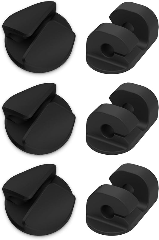 Scosche CMAA2R-6PKRP 6 Pack Adhesive Cable Management Clip Kit in Two Styles, Cord Organizer, Wire Holder for Desk, Nightstand, Phone Charger, Computer, Home, Office, Car, Black