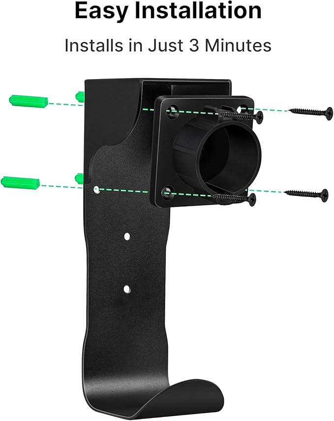 Autel EV Charger Holder, Wall-Mount Connector Nozzle Holster Dock with J-Hook for SAE J1772, Electric Car Charger Cable Organizer, Space Saving