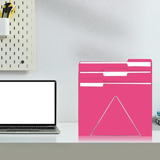 File Folder, RAZCC 150 Pack 1/3 Cut Tab File Folders Letter Size, Magenta, Folders with Tab, Great for Organizing and Easy File Storage