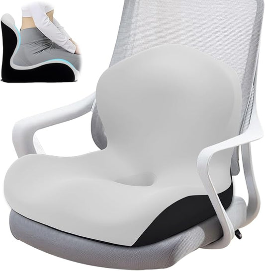 Seat Cushion, Office Chair Cushion, L-Shaped Ergonomic Car Seat Cushions, Memory Foam Chair Cushion, Lumbar Support Pillow for Wheelchair, Car, Home, Office, Desk, Light Gray