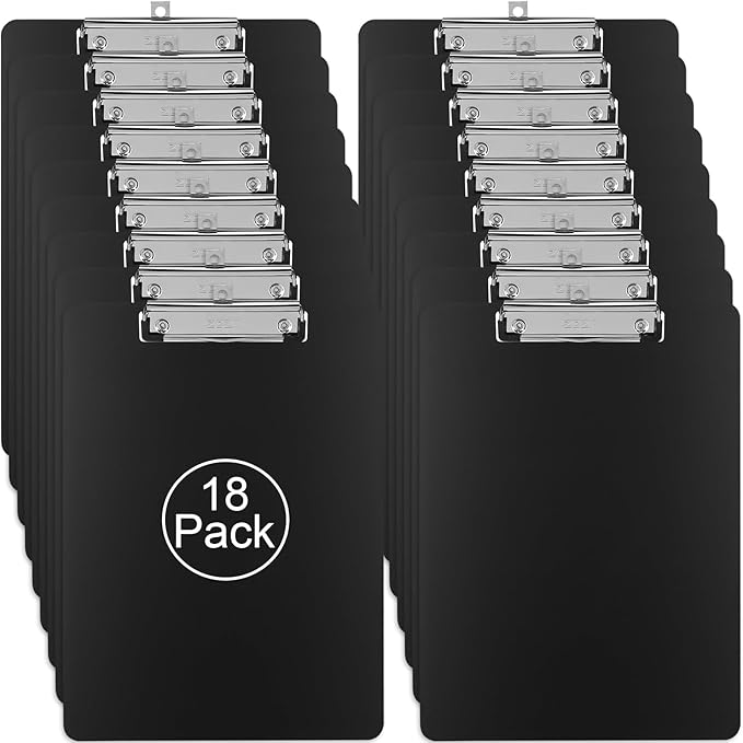 ZCZN Metal Clipboards, 18 Pack Heavy Duty Aluminum Clipboards 12 x 9 Inches, A4 Letter Sizer Document Holder with Low Profile Clip, Suitable for School, Office, Jobsite or Medical Staff, Black