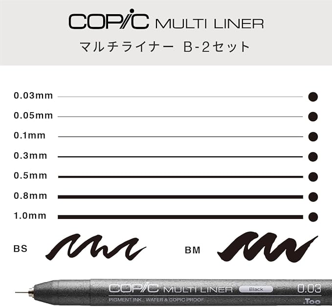 Copic Markers 9-Piece Multiliner Inking Pen Set B-2, Black (MLB2)