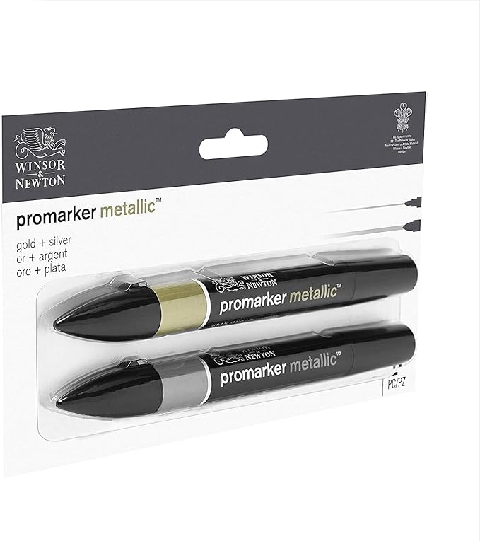 Winsor & Newton Promarker Metallic, Set of 2, Gold and Silver