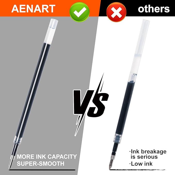 Aen Art Gel Pens, 30 Pack Black Gel Pen Fine Point, Retractable Gel Ink Rollerball Pens for Smooth Writing (0.7mm) Back to School Supplies