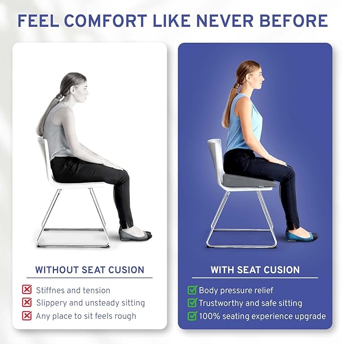 Wedge Car Height Booster Seat Cushion - Office Chair Cushion - Memory Foam Tailbone Pain Relief Cushion for Driving, Office, Gaming Chair - Orthopedic Lower Back, Tailbone, Coccyx, HIPS Support