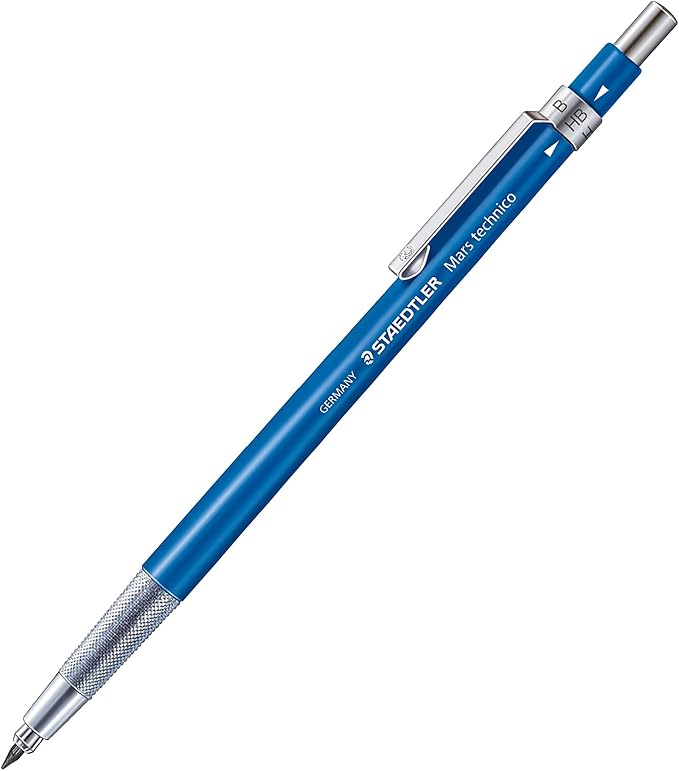 STAEDTLER Mars Tehnical Mechanical Pencil, 2mm (#2) Lead Holder with Built-in Sharpener - Drawing & Sketching Pencil with Metal Clip & Push-Button Lead Advance
