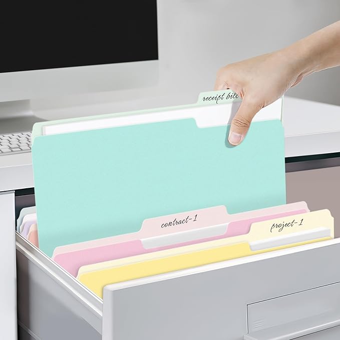SUNEE File Folders, 18 Pack Manilla Folders 8.5 x 11, Colored File Folders Home Office School Supplies for Documents Files Paper, 6 Soft Colors