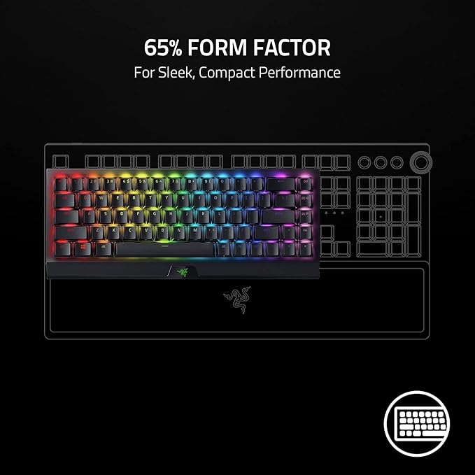 Razer BlackWidow V4 Mini HyperSpeed Wireless Hot Swappable 65% Gaming Keyboard: HyperSpeed Wireless & Bluetooth 5.0 - Orange Switches Tactile & Quiet - Phantom Pudding Keycap - 200 Hr Battery