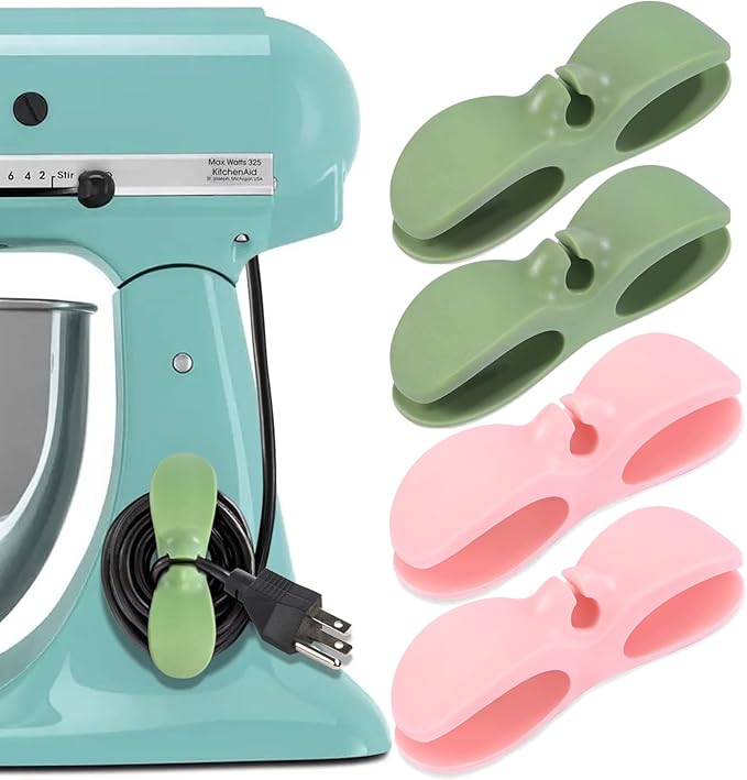 Cord Organizer for Appliances, 4PCS Kitchen Appliance Cord Winder Cable Organizer, Cord Holder Cord Wrapper for Appliances Stick on Pressure Cooker, Mixer, Blender, Coffee Maker, Air Fryer