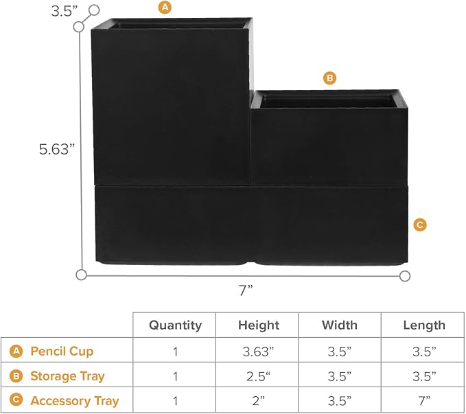 Bostitch Office Konnect Desk Organizer Accessory Tray & Storage Cup Bundle, Stacks for Desktop Storage,Makeup Organization, Black