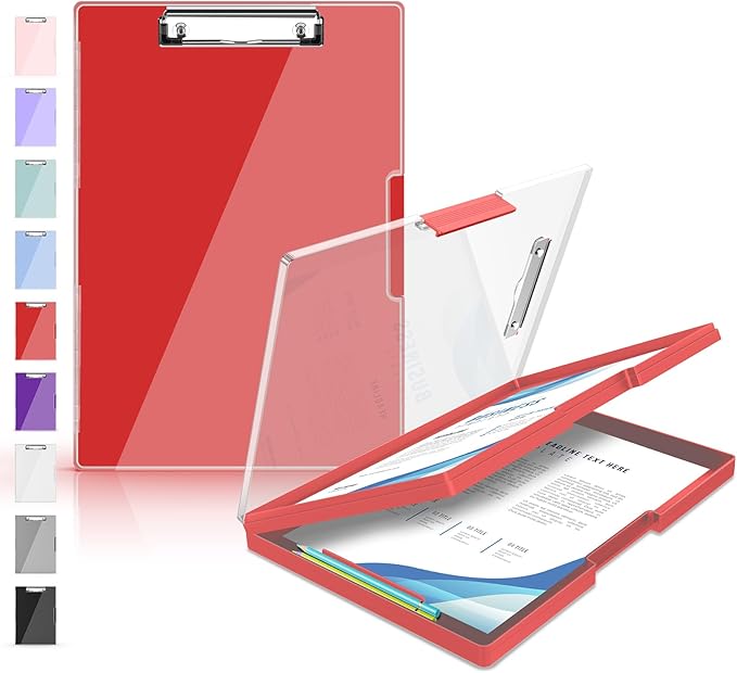 Sooez Clipboard with Storage, Heavy Duty Cleaview Clip Boards 8.5x11 with Dual Storage, Dry Erase Plastic Nursing Clipboard, High Capacity Clipboards Folder for Teacher Nurse, School & Office Supplies