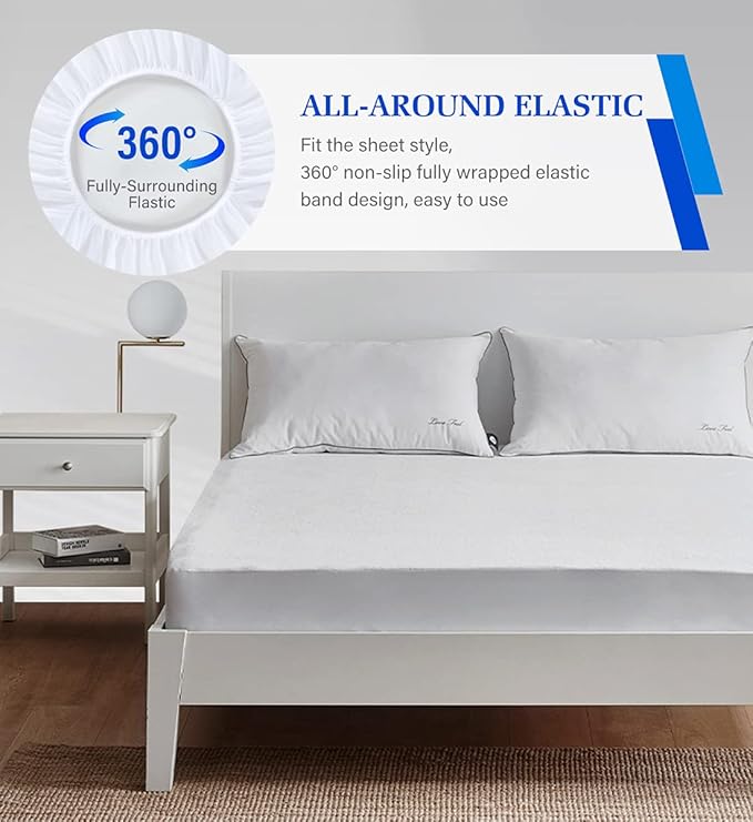 2 Pack King Mattress Protector Waterproof Mattress Protector King Mattress Pad Cover Noiseless, Soft Breathable Terry for Pets Kids Adults 76" x 80"
