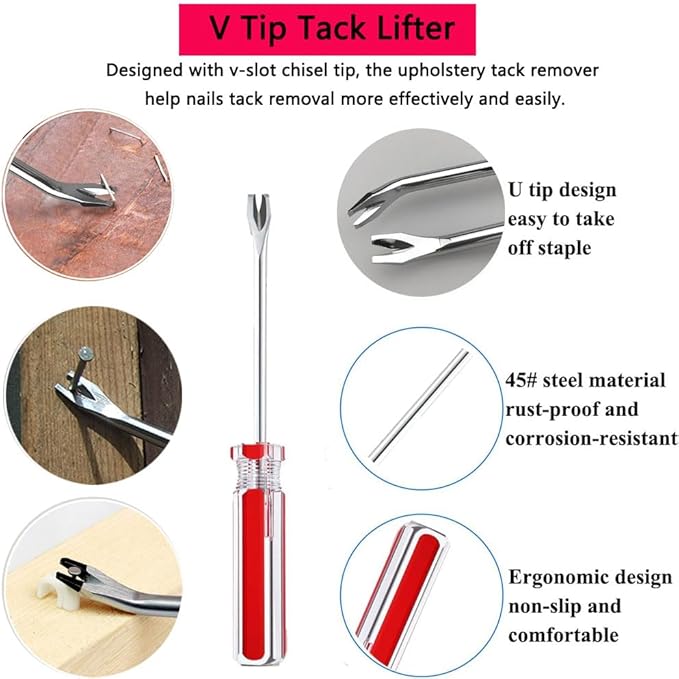 4pcs Upholstery Staple Remover Tool,Nail Remover Tool With Nail Puller Pliers Tack Puller, Staple Remover,Staple Puller Remove Nails From Furniture Floor Wall Wooden Case Picture (4)