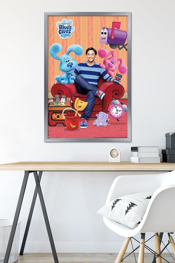 Nickelodeon Blue's Clues - Group Wall Poster, 34L" x 22.4W", Silver Framed Version