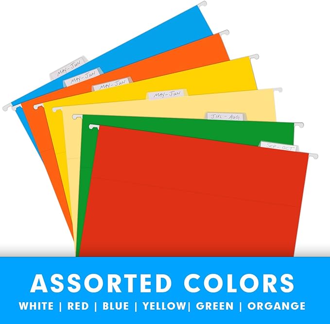 Extra Capacity Hanging File Folders, RAZCC 30 Pack Letter Size Reinforced Hanging Folders with Heavy Duty 3 Inch Expansion for Bulky Files, Filing Cabinet, Adjustable Tabs, Assorted Colors