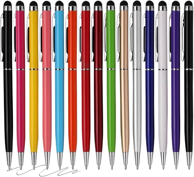 15 Pack Stylus Pens for Touch Screens Stylus Pen Compatible with Phone Tablets Kindle and Black Ink Ballpoint Pens-2 in 1 Stylists pens for Touch Screens