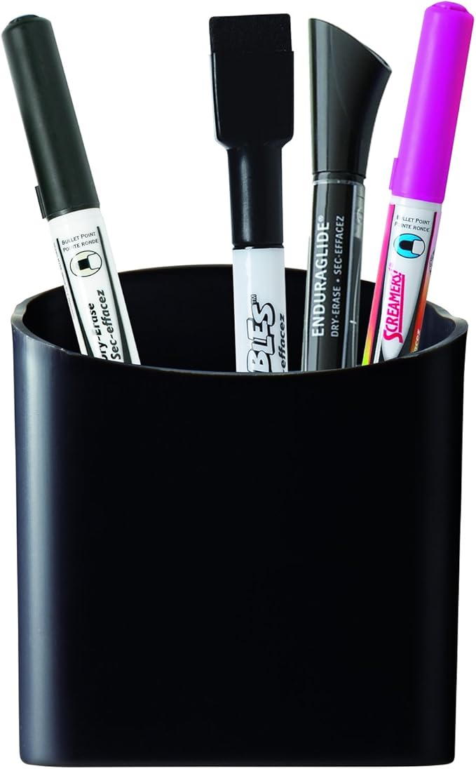 Quartet Magnetic Pen and Pencil Cup Holder, Black (48120-BK)