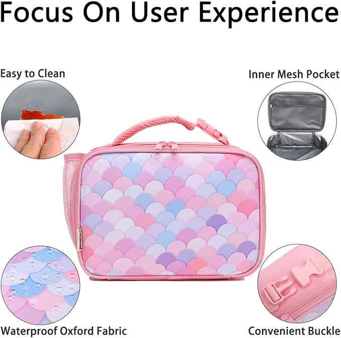 Insulated Lunch Box for School, Thermal Reusable Durable Freezable Lunch Bags for Kids Boys Girls Men Women - Small Soft Cooler Portable Lunch Tote Kit for Work Picnic Travel,Colorful