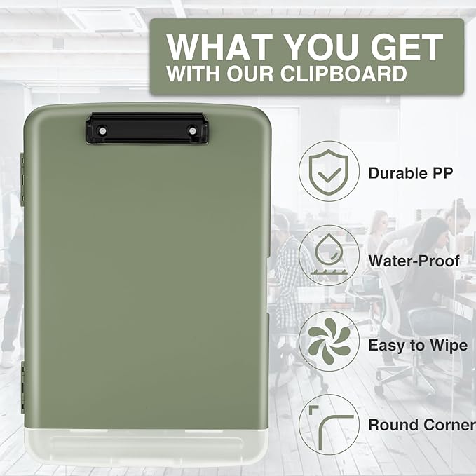 Sooez Clipboard with Storage, High Capacity Nursing Clipboard with Pen Holder, Clip Boards 8.5x11 with Storage, Low-Profile Clip, Lightweight Plastic Clipboard for Teachers, Lawers, Office Workers
