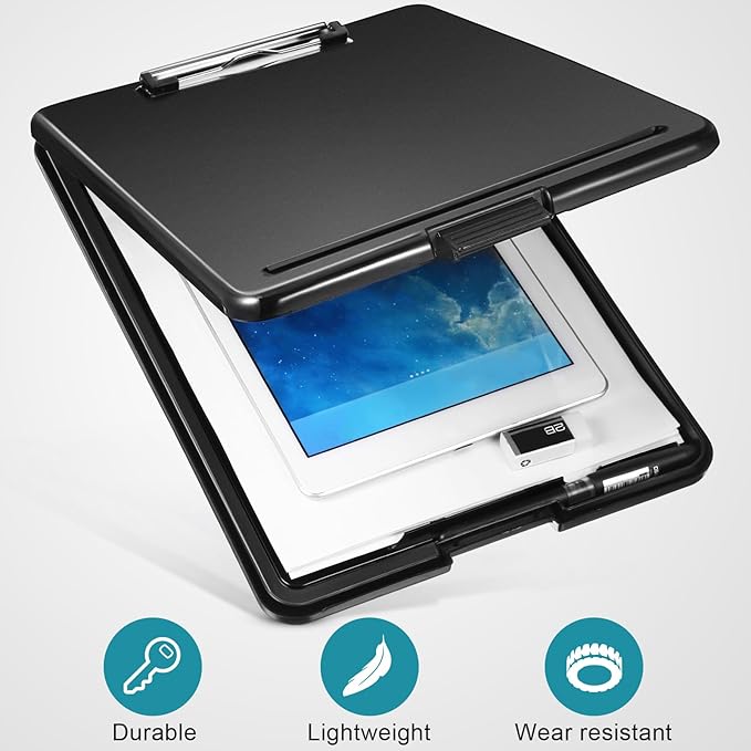 Epakh 7 Pcs Clipboard with Storage Bulks Plastic Storage Foldable Nursing Clipboard with Low Profile Clip for Student Teacher Nurse Employee, 9.5 x 13.5 Inch