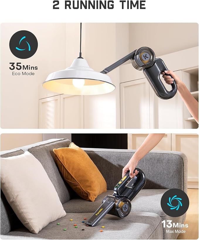 Fanttik Fold V10 Ultra Deluxe Handheld Vacuum Cordless, 17kPa Suction Power, Charging Base, Pivot Nozzle, Up to 35 Mins Runtime, Smart LED Display, Cordless Dustbuster Vacuum for Home, Car