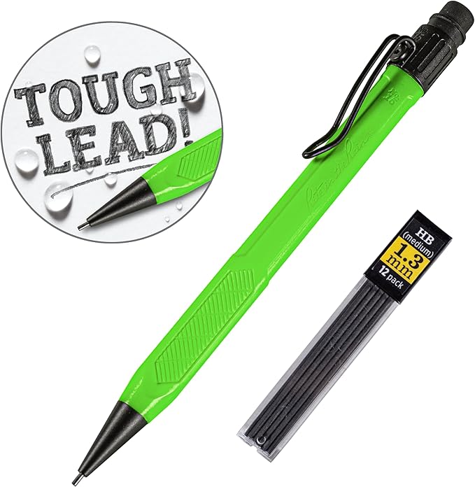 Rite in the Rain Weatherproof Mechanical Pencil, Hi-Viz Green Barrel, 1.3mm Dark Lead, 12 lead refills (No. HV15)