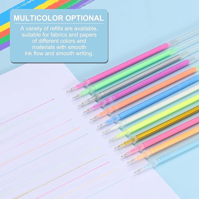 PATIKIL 0.5mm Gel Pens Refills, 24 Pack Glitter Gel Pens Sparkle Metallic Ink Fine Point Colored Refill Set for Adults Coloring Books Journaling Scrapbooking Art Drawing, Dark Yellow