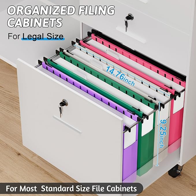 Plastic Extra Capacity Legal Size Hanging File Folders,12 Pack Reinforced Legal Hanging Folders Expandable,Heavy Duty 2 Inch Expansion with Tabs,Filing Cabinet Folders for Bulky Files-Colorful