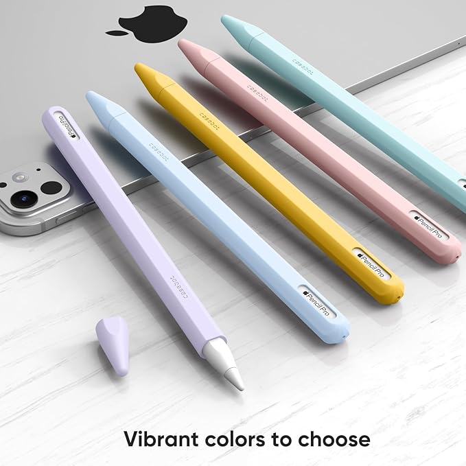 Fintie Silicone Sleeve for Apple Pencil Pro & Apple Pencil 2nd Generation, Light Pen Skin Case Cover Soft Protective Grip Holder with 2 Nib Covers Accessories, Lilac Purple