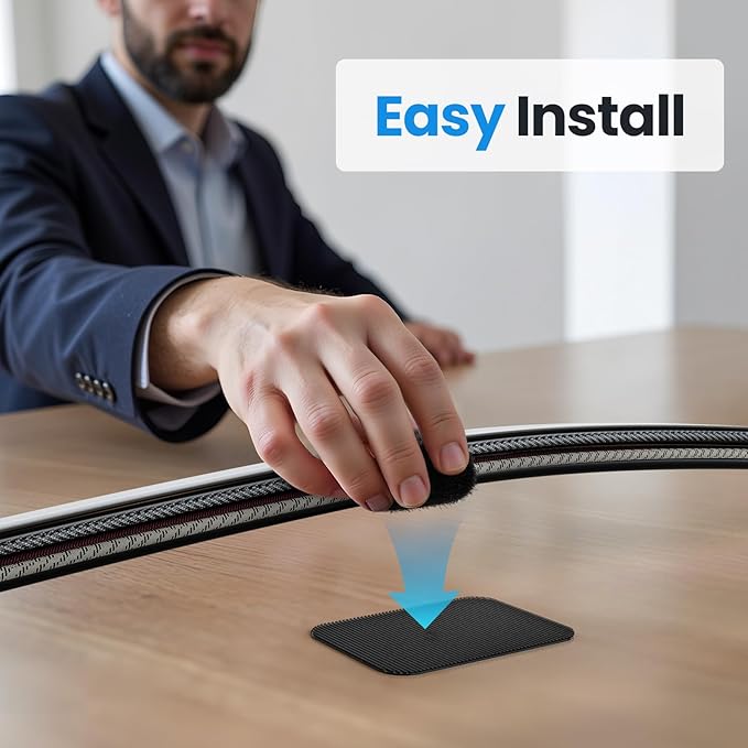 Cable Management Under Desk, 【Up to 15 Cord】【Enhanced Wire Holder】 Cord Organizer Holder, Adjustable Hook and Loop Cable Ties, Wire Clips Under Table Hider, 40 Pair(Black)