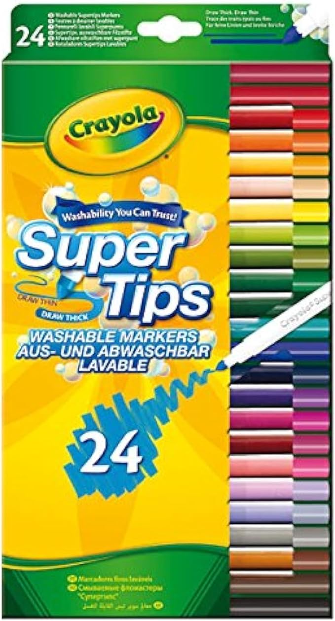 CRAYOLA SuperTips Washable Felt Tip Colouring Pens (Pack of 24)