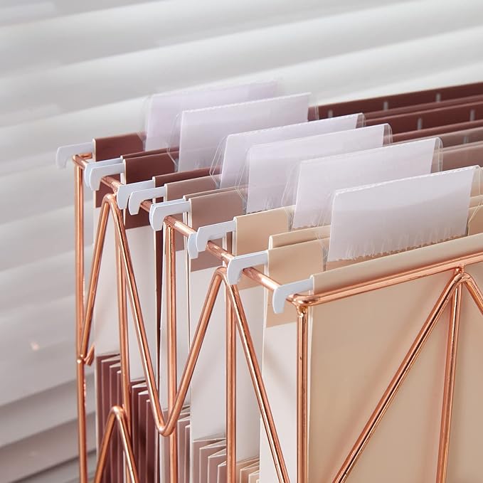 Y YOMA Letter Size - 6 Pack Extra Capacity Hanging File Folders Accordion Decorative File Folder Cute Colored Hanging Folder Organizer for Office Home with 1/5-Cut Adjustable Tabs, Mocha Color