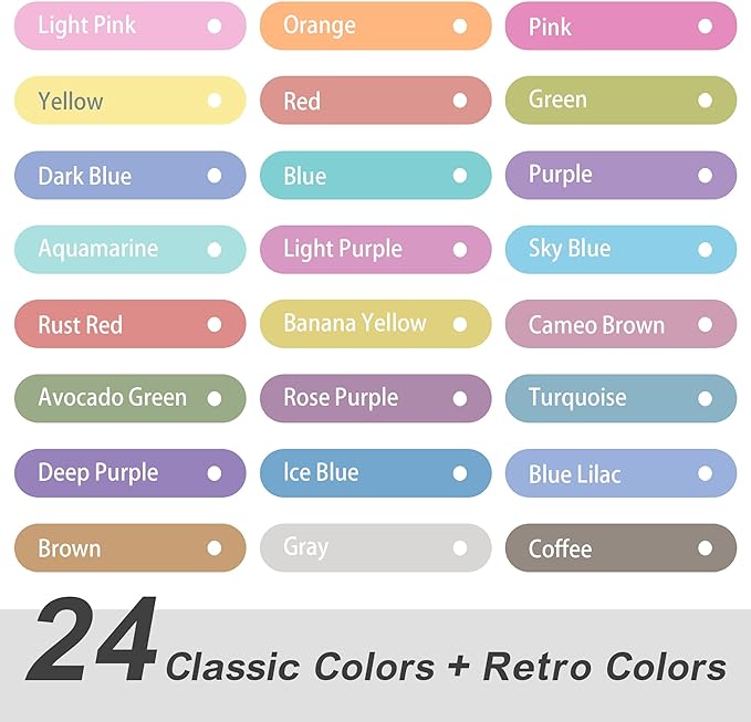 Pastel Highlighters Set, 24 Unique Retro Colors, Highlighters Assorted Colors, Quick Dry Dual tip and Fine Tip No Bleed Highlighter Markers for Bible Journals Planners Books Notes