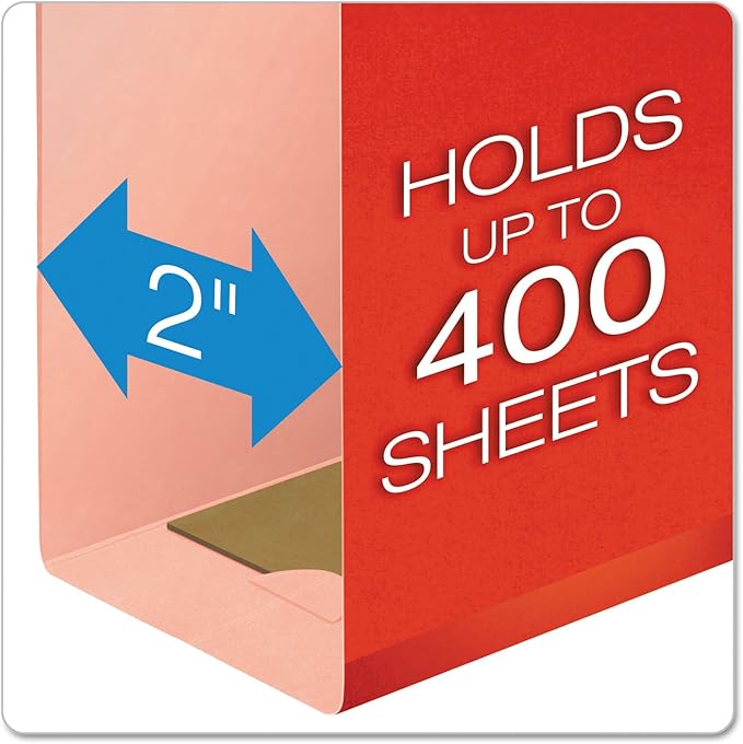 Pendaflex Extra Capacity Reinforced Hanging File Folders, 2", Legal Size, Red, 1/5 Cut, 25/BX (4153x2 RED)